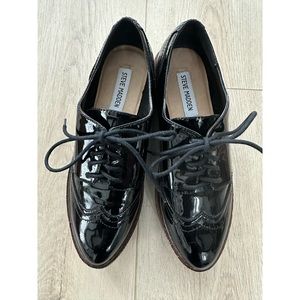 Steve Madden Lydia Black Patent Leather Loafers